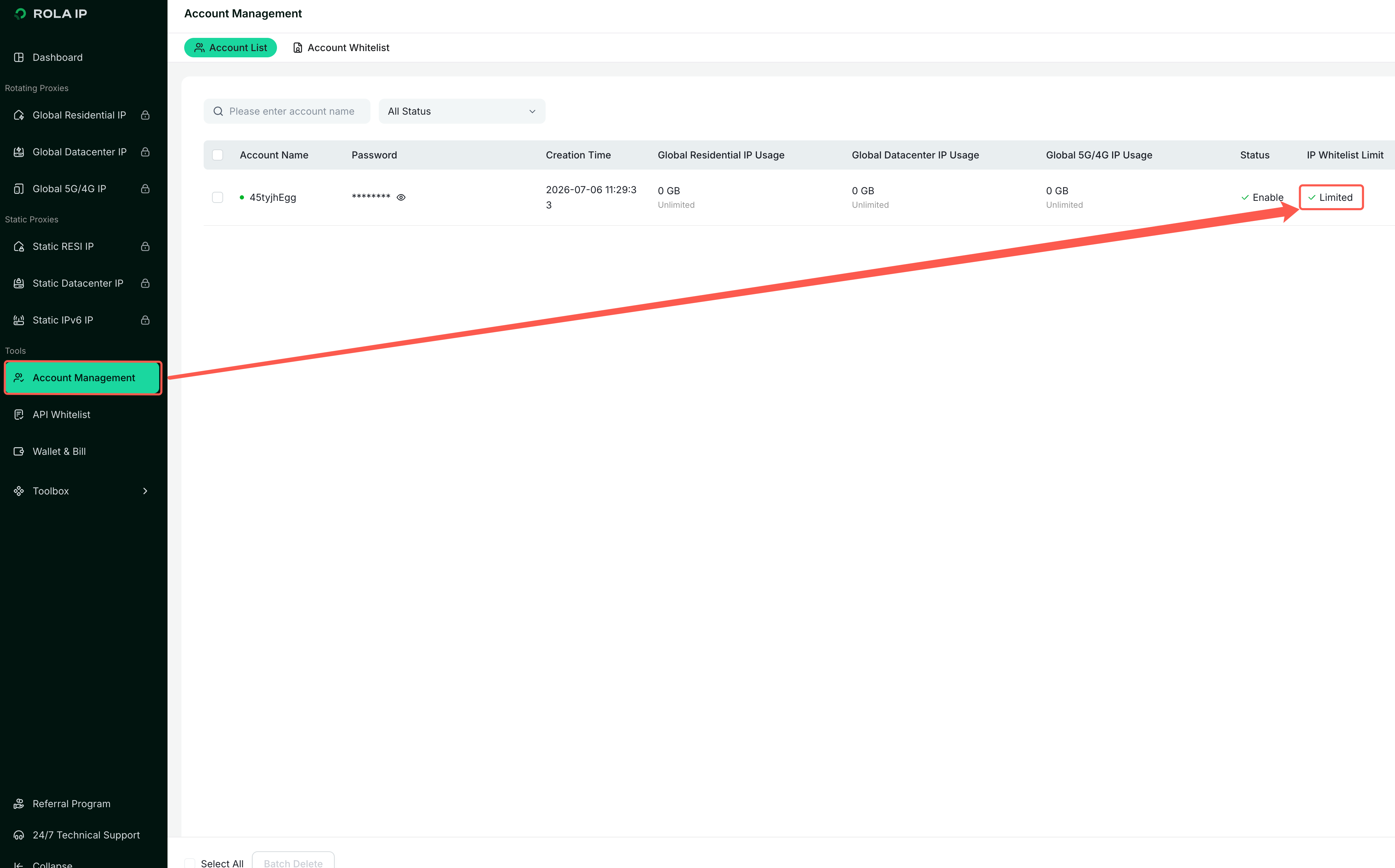 Enable IP whitelist limit