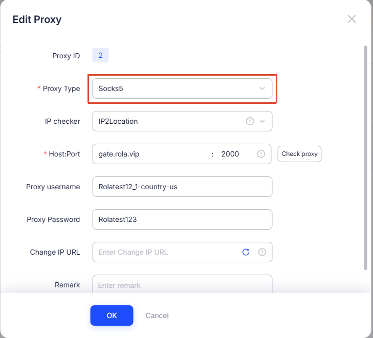 Select Proxy Type