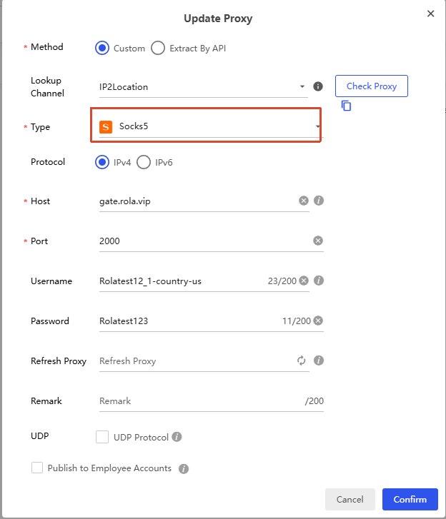 Select Proxy Type
