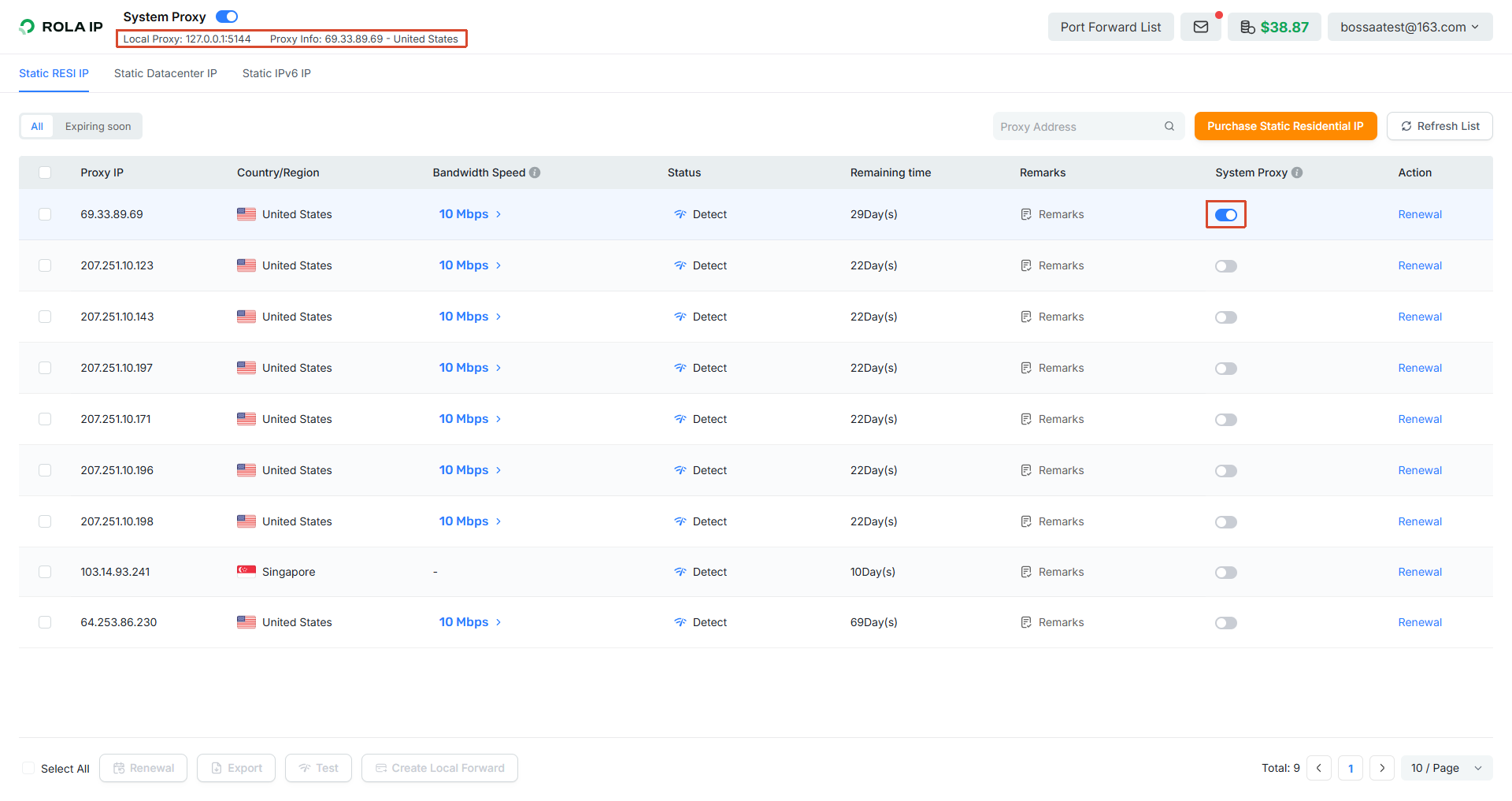 Enable System Proxy