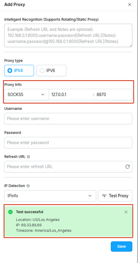Configure and test in a third-party app