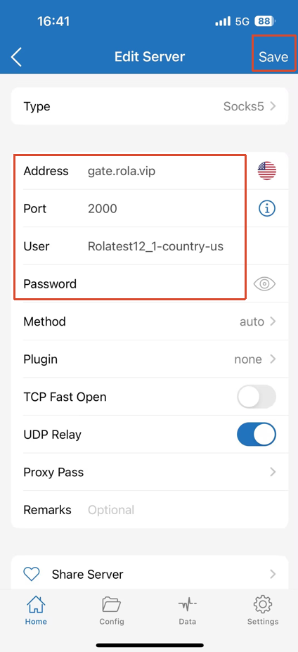 Fill in Proxy Information