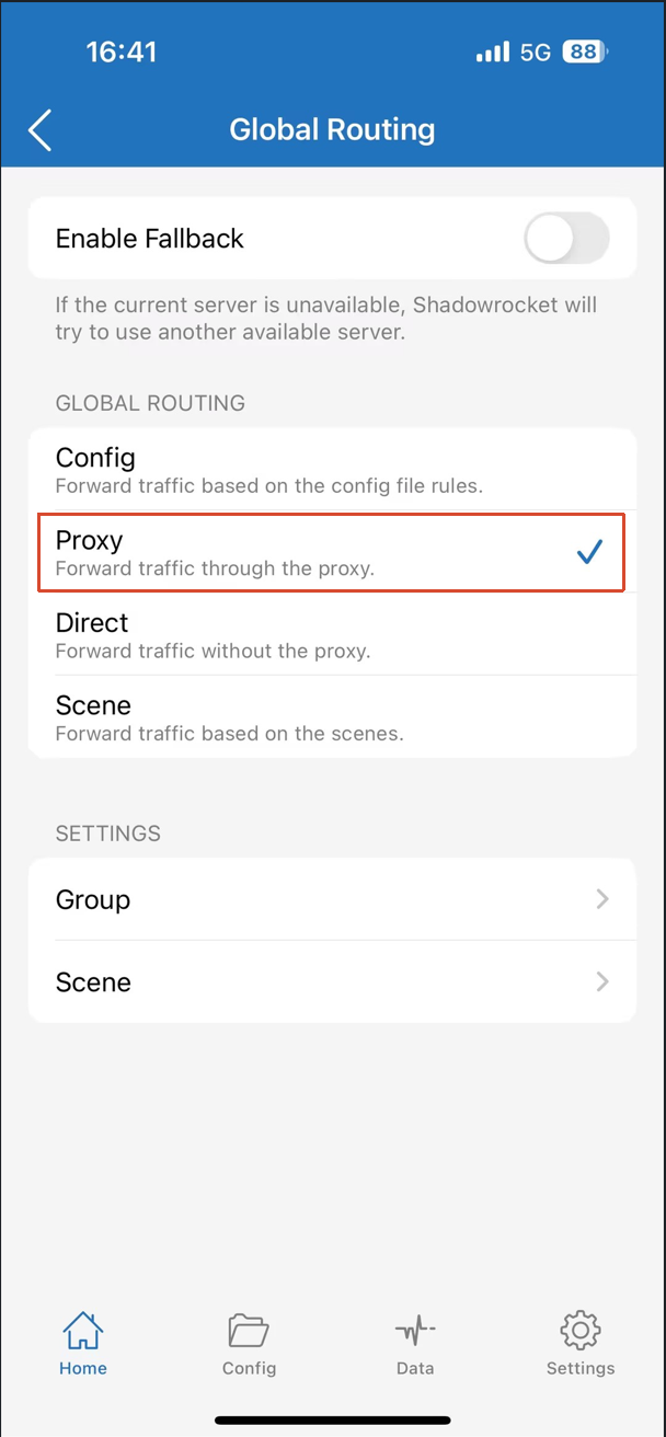 Select Global Routing