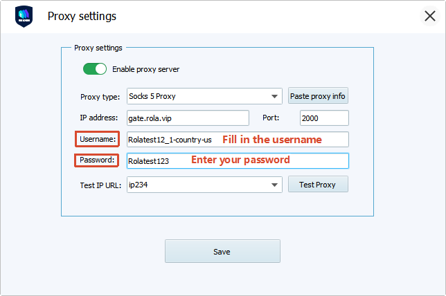 Fill in Proxy Information